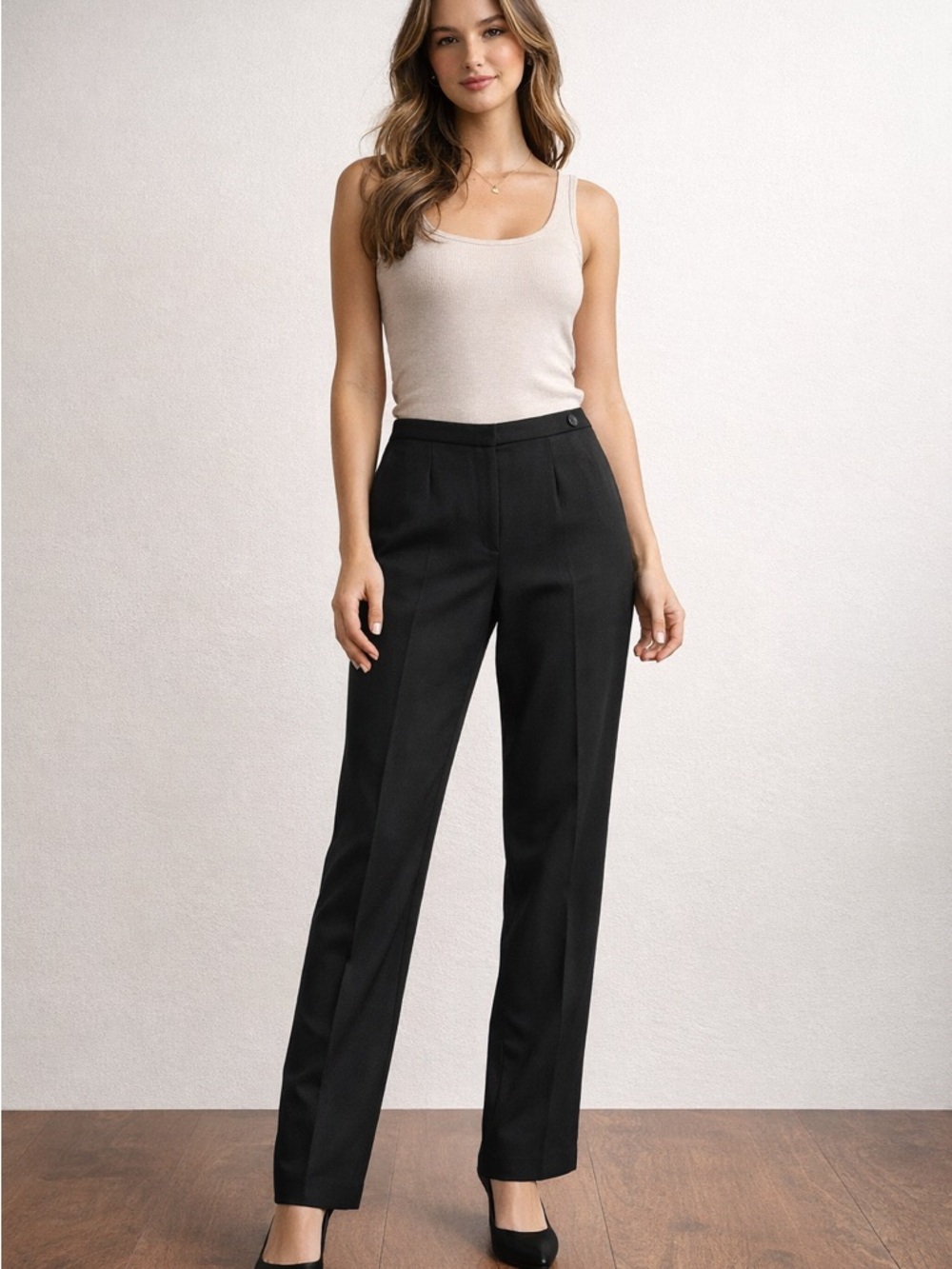 Larry Levine Petite Black Dress Pants Size 6P Work Career Slacks